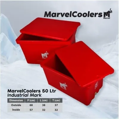 Marvel Cooler Box 50 Liter Industrial Mark Cool Box Ice Box Es box Kotak Penyimpanan Tempat Pendingin Bukan Antartica