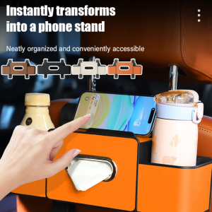 Universal Car Seat Back Organizer Multi-Function Hanging Car Tissue Box Cup Phone Holder Non-Slip Tissue Box