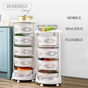 Multi-Functional Rotating Movable Kitchen Storage Rack/Kitchen Organiser/Kitchen Shelf 3 Tier & 4 Tier & 5 Tier [HOMMBAY]