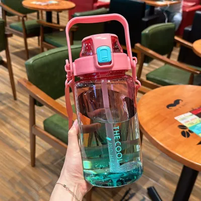 [SG Stock] Sports 1.5L water bottle with leakproof easy to drink multi color with straw and strap young boy and girl