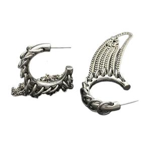 Punk Long Tassels Earrings Exaggerated Chain Ear Hooks for Women Man C-shape Hoop Earrings Ear Loop Fashion Ear