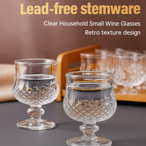 Clear Carved Lead-Free Goblet Cocktail Martini Cup Classic Party Glass 无铅雕花高脚杯