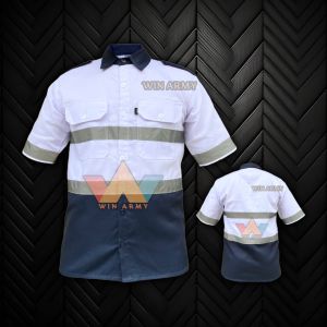 Wearpack Safety Werpack Atasan Kemeja Pendek Baju Kerja Murah Seragamku Seragam safety - Katelpak Wearpack - Atasan Safety Kombinasi 2 Warna - Kemeja two tone - Baju Safety Lengan Pendek