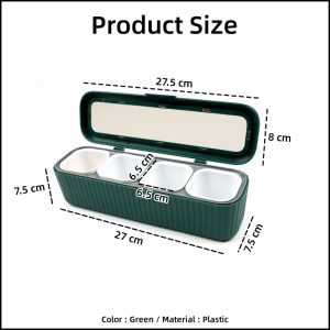 COLOGO 🥇 4 IN 1 Seasoning Box Set Spice Storage Salt MSG Spice Containers with Serving Spoons Seasoning Organizer