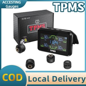TPMS Solar powered Car Tyre Pressure Monitor Tire Pressure Monitoring System with 4 External Sensors Car accessories