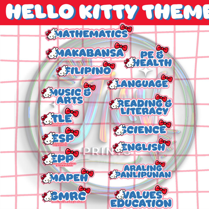 SANRIO Themes SUBJECT LABEL STICKER for Notebook HELLO KITTY KUROMI ...