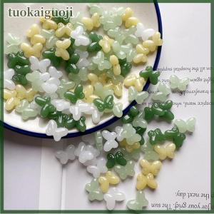 tuokaiguoji ลูกปัดแก้วลายผีเสื้อผสมโคมไฟลูกปัดเคลือบ10ชิ้น ล็อตสำหรับทำเครื่องประดับสร้อยข้อมือแบบทำมืออุปกรณ์เสริมสำหรับต่างหูปิ่นปักผม