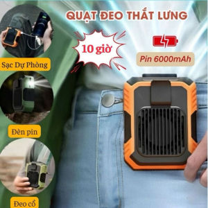 Quạt mini đeo thắt lưng pin 12000mAh (Nhiều tốc độ gió) (BẢO HÀNH 12 THÁNG )