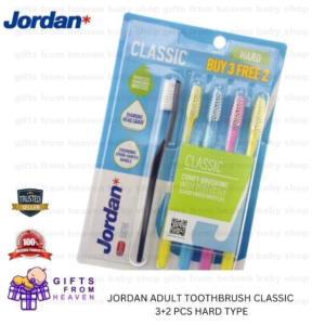 JORDAN ADULT TOOTHBRUSH CLASSIC 3+2 PCS HARD TYPE MULTICOLOUR