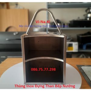 Thùng inox đựng than bếp nướng hộp chứa xô than hoa hộp inox đựng chậu than bếp tại bàn giá rẻ