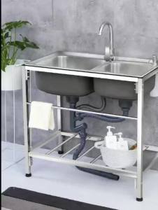 Kitchen 304 Nano Stainless Steel Sink Basin Cabinet kitchen basin Cabinet sink with stand Laundry Sink Basin Kitchen Washing Basin Upgraded Version with Stand with Strong Load Bearing