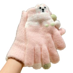 HEALMEYOU Touch-screen Warm Knitted Gloves Cartoon Korean Style Riding Protective Mittens Thicken Soft Girls Winter Gloves Outdoor