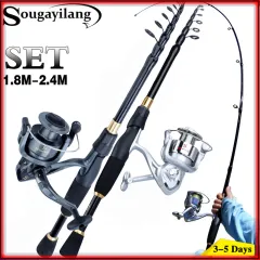 Brighht Fishing Set with 2.1m Telescopic Fiberglass Rod Spinning