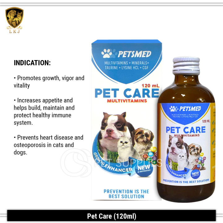 LKJ120mL Petsmed Pet Care Multivitamins + Minerals + Taurine + Lysine