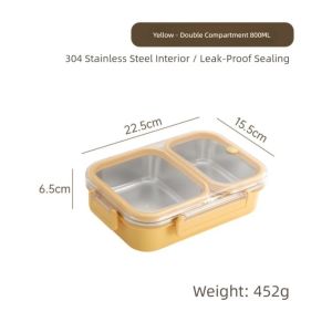 GURUNGMANI Stainless Steel Bento Box 2/3/4 Gird Divided Food Container Portable Leakproof Food Storage Box Student/Woker