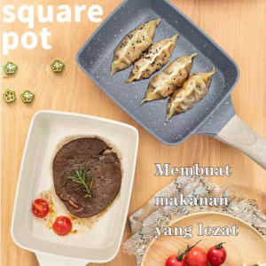 Wajan persegi anti lengket yang menebal wajan sarapan datar rumah tangga untuk telur goreng/ steak