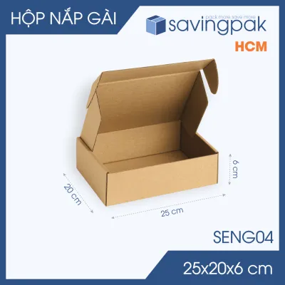 SENG04 - 25x20x6 cm - 20 Hộp carton nắp gài đóng hàng giá rẻ hộp gói hàng hộp quà thời trang