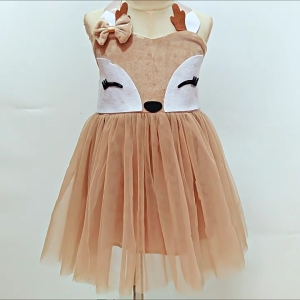 ชุดชุดกวางคริสต์มาสพร้อมที่คาดศีรษะสำหรับชุดคอสเพลย์ฮัลโลวีนคริสต์มาสชุดกวางของเด็กผู้หญิงชุดเดรสและแถบคาดศีรษะ