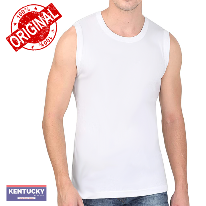 Kentucky White Sleeveless Round Neck Shirt for Men Lazada PH