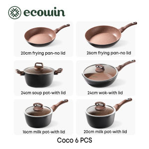 ecowin 13pcs Granite Non Stick Cookware Set Oven & Dishwasher Safe Pan Set Induction Cookware Set Suitable for All Stoves (NO PFAS/PTFE/PFOA)