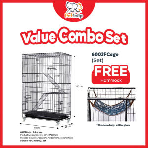 Cat Cage 4 layer Large Platform Cage Foldable for cat dog with Wheels Large Space with cat hammack