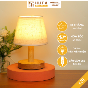 Đèn Ngủ Để Bàn Gỗ HUTA G9 Mini Phong Cách Vintage Đầu Cắm USB Decor Trang Trí Phòng Ngủ Đầu Giường Dải Led Ánh Sáng Vàng