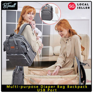 Ankommling Multi-purpose Diaper Bag Backpack Waterproofporary Retrachable Changing Station Large Capacity USB Port porary [Local Seller]