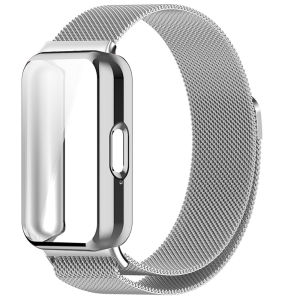 strap+case 2 in 1 Magnetic Metal Strap For Samsung Galaxy Fit3 Smart Wristband Replacement Milanese Magnetic Loop Watchband For Fit 3 Wrist Strap