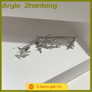 Aryio 1Pair Fashion Color Star Clip Ear Cuff Earrings for Women Zircon No Trendy Ear Clip Gothic Irregular Earcuff Earring Jewelry