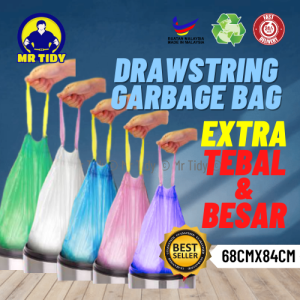 MR TIDY THICK&GOOD Quality Drawstring Garbage Bag Automatic Closing Tie On With Rope/ Plastik Sampah tali laundry bag Mr Tidy 垃圾