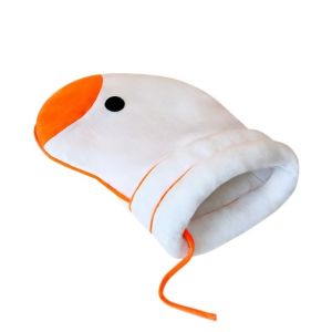 T6JOB1 Windproof Goose Shaped Pet Nest Semi-Enclosed Plush Warm Cat Sleeping Bag Cat Cave House Soft Pet Sofa Bed Winter