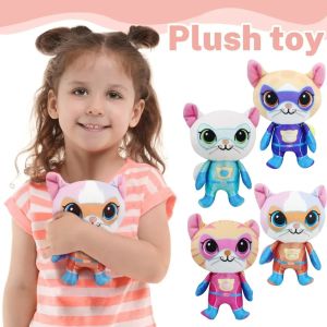 Super Kitties Team Anime Plush Toys Crystal Super Soft Plush Toy Doll Blue Kitten Green Kitten Yellow Kitten Doll Kids Toy