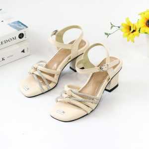 Sandal heels wanita full permata hak tahu 6 cm - RENATA