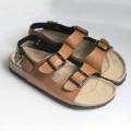 Giày sandal đế trấu nam nữ quai ngang Detaunisex 2 khóa 3 màu Đen Bò Trắng - SATA21. 
