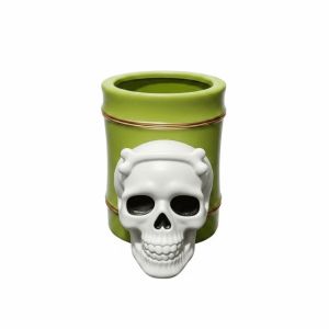 ED Vivid 3D Halloween Pen Holder Green Barrel Creative Ghost Pencil Cup Skeleton Toothbrush Container Waterproof Vinyl Stationery Pot Office Decor