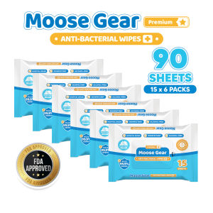 Moose Gear Baby Wipes Premium Antibacterial 90sheets 6PACKS Kills 99.9% Germs Thick & Soft