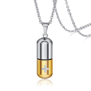 MAOMEI STUDIO Men New Perfume Holder Women Ashes Vial Keepsake Cross Engraved Pill Necklace Clavicle Choker Cremation Urn Pendant