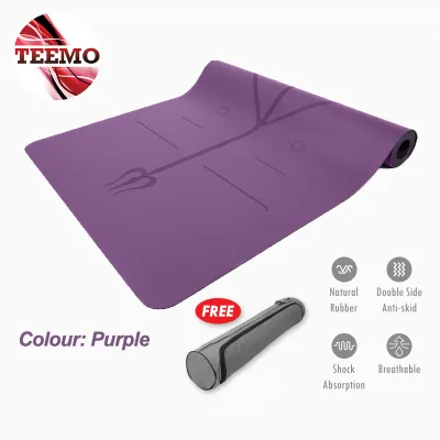 TEEMO Extra Thick Foldable Non Slip Fitness Yoga Mat With Position Line Elastic Natural Rubber PU Exercise Mat - Fulfilled by TEEMO SHOP