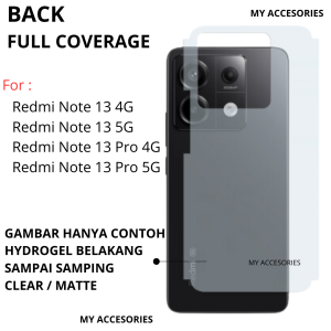 Skin BELAKANG (FULL BODY) Xiaomi Redmi Note 13 4G " 5G 13Pro 12 Pro 11 11s 10 10s 9 9Pro Hydrogel Garskin Clear Matte Bening Transparan Glare Ful Cover Sampai KANAN KIRI 360 Jelly BACK SIDE Glossy Doff Coverage Case Anti Gores Screen Protector Bazel Ori