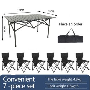 Convenient 7-Piece Outdoor Portable Camping Table and Chairs Set - Lightweight Foldable Easy Carry - Perfect for Picnic BBQ and Events - Includes 6 Chairs and 1 Table with Carry Bags