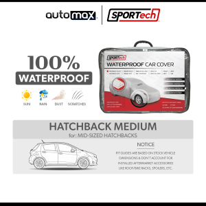 SPORTech 100% WATERPROOF Car Cover for Hatchback Sedan Crossover SUV MPV Pickup Van [Brio Jazz Mirage Swift City Accent Rio Raize Reina Civic Vios Coolray BR-V Avanza Innova Veloz Fortuner Montero Xpander Everest Ranger Triton]
