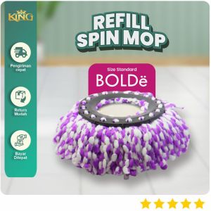 Refill Kain Pel Spin Mop Putar 360 Kualitas BOLDE Bahan Microfiber Tebal Size 16 cm Warna Ungu