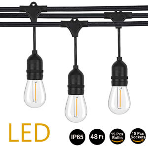 Seville IP65 10M 15M LED S14 Patio Lights Globe Party Christmas String Lights Waterproof E27 Warm LED Retro Edison Filament Bulb Outdoor Street Garden Patio Holiday Lighting