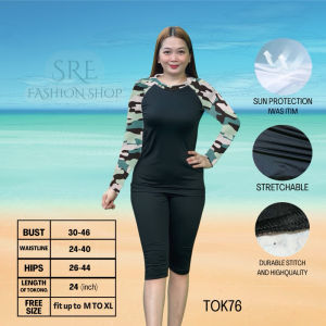 TRENDY SWIMMING ATTIRE RASHGUARD TERNO TOP AND TOKONG FOR WOMEN MED UP TO XL SIZE