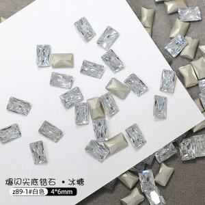 ZEEMIN  50pcs 3D Rectangle Zircon Nail Gems Rhinestone K9 Glass Crystal Nail Art Decoration 6*8mm Sparkly Sugar Cubes Diamond Nail Parts