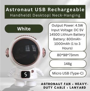 [SG STOCK] Cartoon Mini Neck Fan | USB Rechargeable Astronaut Fan | Portable Handheld Desktop Wearable Fan