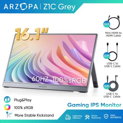 Arzopa Z1C-  16.1" Portable Monitor - FHD 1080P  100% sRGB IPS Screen USB-C HDMI for Laptop Mac