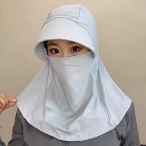Summer Ice Silk Sun Protection Face Mask Hat Women Men Breathable Anti-UV Full Face Sunshade Cap Outdoor Neck Protection Hat 冰丝防晒帽子遮脸面罩遮阳帽夏季