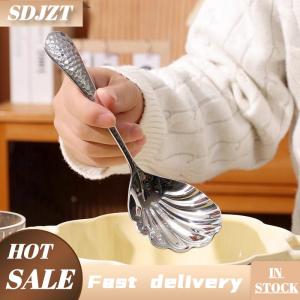 SDJZT Hình Dạng Vỏ Thép Không Gỉ Muỗng Với Dài Xử Lý Môi Múc Nhà Hàng Món Tráng Miệng Muỗng Kem Muỗng Phụ Kiện Nhà Bếp Công Cụ
