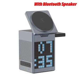 6-in-1 Pixel Art Emoji Magnetic Qi2 Wireless Charger for iPhone iWatch AirPods w Clock and Speaker